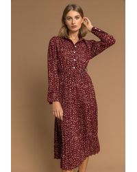 Roman - Ditsy Print Pleated Shirt Dress - Lyst