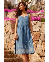 Roman - Sleeveless Cotton Embroidered Midi Dress - Lyst