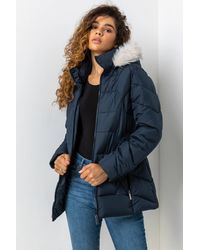 Roman - Faux Fur Trim Hooded Coat - Lyst