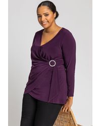 Roman Curve - Wrap Diamante Buckle Top - Lyst