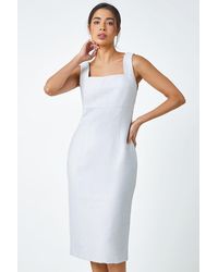 Roman - Pleat Textured Bodycon Shift Dress - Lyst
