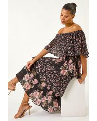 Roman - Bardot Ditsy Floral Midi Dress - Lyst