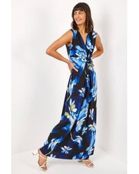 Roman - Floral Jersey Stretch Twist Ruched Maxi Dress - Lyst