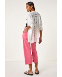 Roman - Pointelle Heart Knit Cardigan - Lyst
