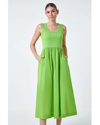 Roman - Cotton Stretch Jersey Mix Midi Dress - Lyst