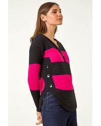 Roman - Cotton Blend Stripe Zip Knit Jumper - Lyst