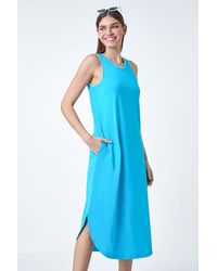 Roman - Contrast Stitch Stretch Jersey Midi Dress - Lyst