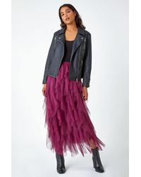 Roman - Elasticated Mesh Layered Skirt - Lyst