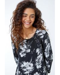 Roman - Floral Print Double Layer Top - Lyst