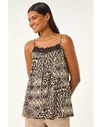 Roman - Geometric Lace Trim Cami Top - Lyst