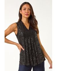 Roman - Sequin Front Pleat Vest - Lyst