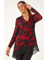 Roman - Floral Chiffon Hem Blouse - Lyst