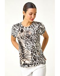 Roman - Animal Print Crew Neck Tee - Lyst