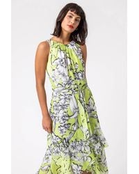 Roman - Floral Tie Waist Dipped Hem Dress - Lyst