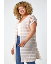 Roman Curve - Longline Striped Cardigan - Lyst
