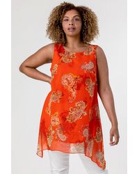 Roman Curve - Paisley Print Chiffon Tunic Vest Top - Lyst
