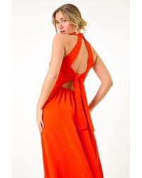 D.u.s.k - Tie Back Halterneck Midi Dress - Lyst