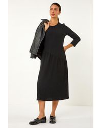 Roman - Textured A-Line Stretch Midi Dress - Lyst