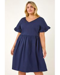 Roman Curve - V-Neck Frill Dress - Lyst