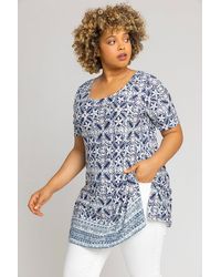 Roman Curve - Geo Stretch Jersey Tunic Top - Lyst