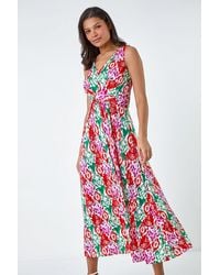 Lilly-and-Hope - Aztec Print Twist Waist Midi Dress - Lyst
