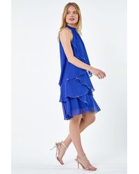 Roman - Sequin Trim Tiered Halterneck Dress - Lyst