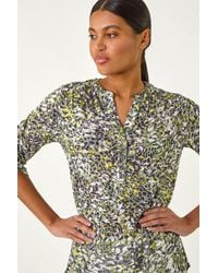 Roman - Animal Print Burnout V-Neck Shirt - Lyst
