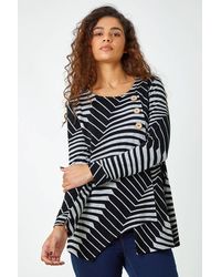 Roman - Button Detail Geometric Stretch Top - Lyst