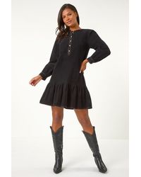 Roman - Corduroy Button Detail A-Line Dress - Lyst