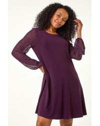 Roman Petite - Hotfix Sleeve Stretch Shift Dress - Lyst