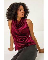 Roman - Glitter Velvet Cowl Neck Stretch Top - Lyst