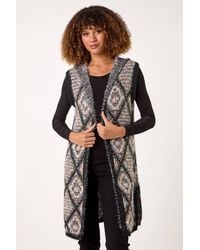 Roman - Diamond Hooded Knit Gilet - Lyst