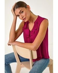 Roman - Ruffle V-Neck Vest Top - Lyst