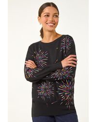 Roman - Crew Neck Burst Foil Print Jumper - Lyst