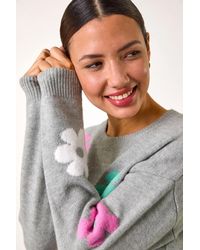 Roman - Floral Print Jacquard Knit Jumper - Lyst