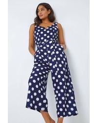 Roman - Spot Print Belted Jumpsuit - Lyst