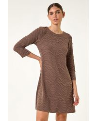 Roman - Wave Textured Stretch A-Line Dress - Lyst