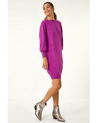 Roman - Button Detail Knitted Stretch Dress - Lyst