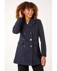 Roman - Double Breasted Longline Coat - Lyst
