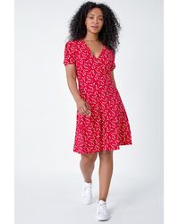 Roman Petite - Ditsy Stretch Wrap Dress - Lyst