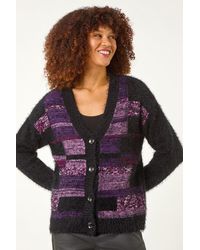 Roman - Colour Block Fluffy Knit Jumper - Lyst