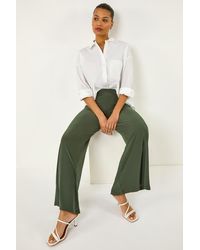 Roman - Elastic Waist Wide Leg Stretch Trousers - Lyst
