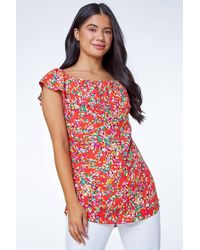 Roman Petite - Ditsy Floral Print Bardot Top - Lyst