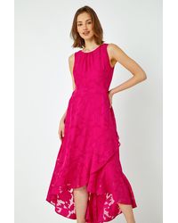 Roman - Sleeveless Jacquard Dipped Hem Midi Dress - Lyst