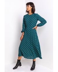 Roman - Tile Print Fit & Flare Midi Dress - Lyst