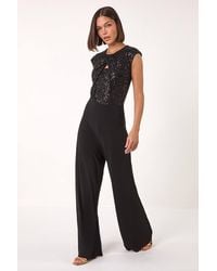 Roman - Sequin Twist Front Jumpsuit - Lyst