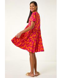 Roman - Shadow Floral Tiered Smock Dress - Lyst