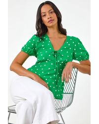 D.u.s.k - Spot Print Tie Front Top - Lyst