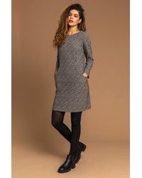 Roman - Animal Print Ponte Shift Dress - Lyst