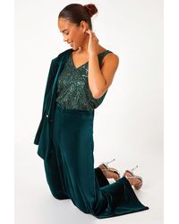 Roman Petite - Wide Leg Velvet Stretch Trouser - Lyst